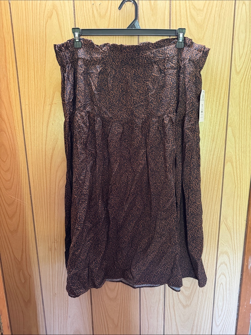 Time‎ and Tru Brown Printed Midi Skirt